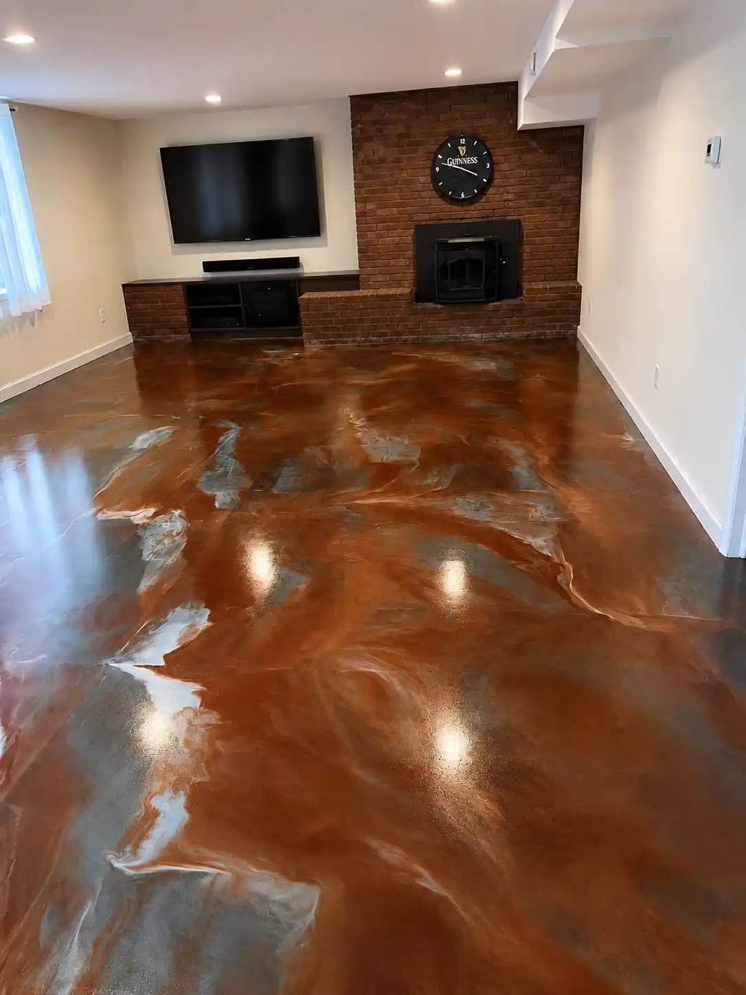 After - Basement Metallic Epoxy Transformation