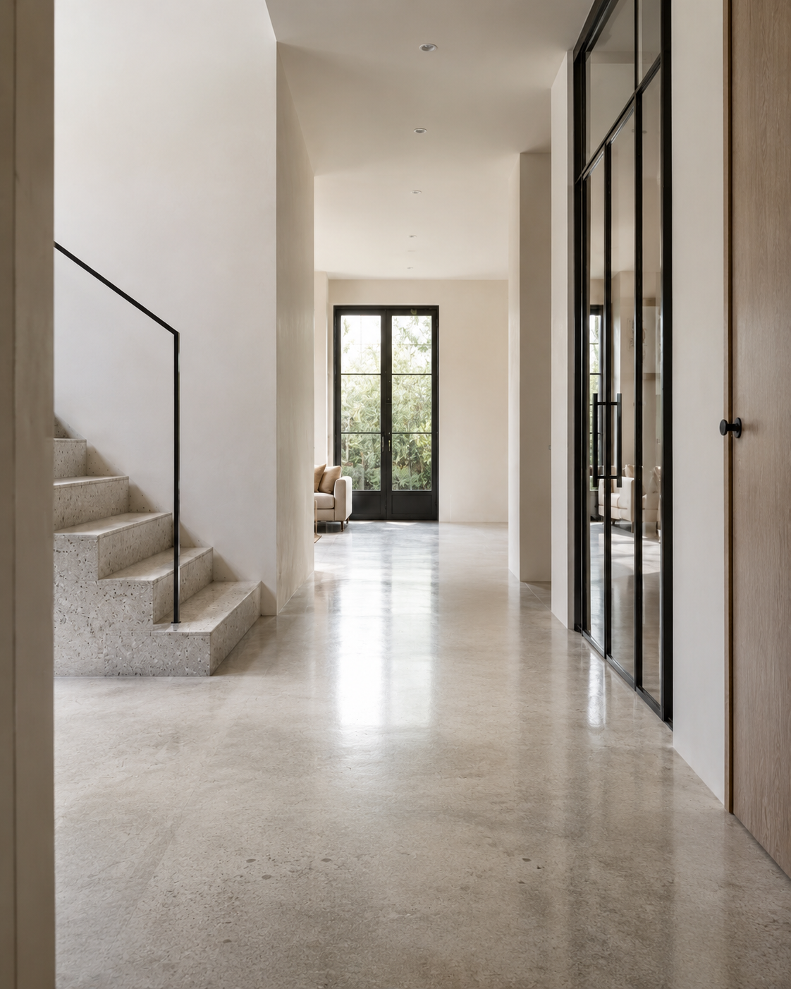 Polished concrete surface in a modern interior